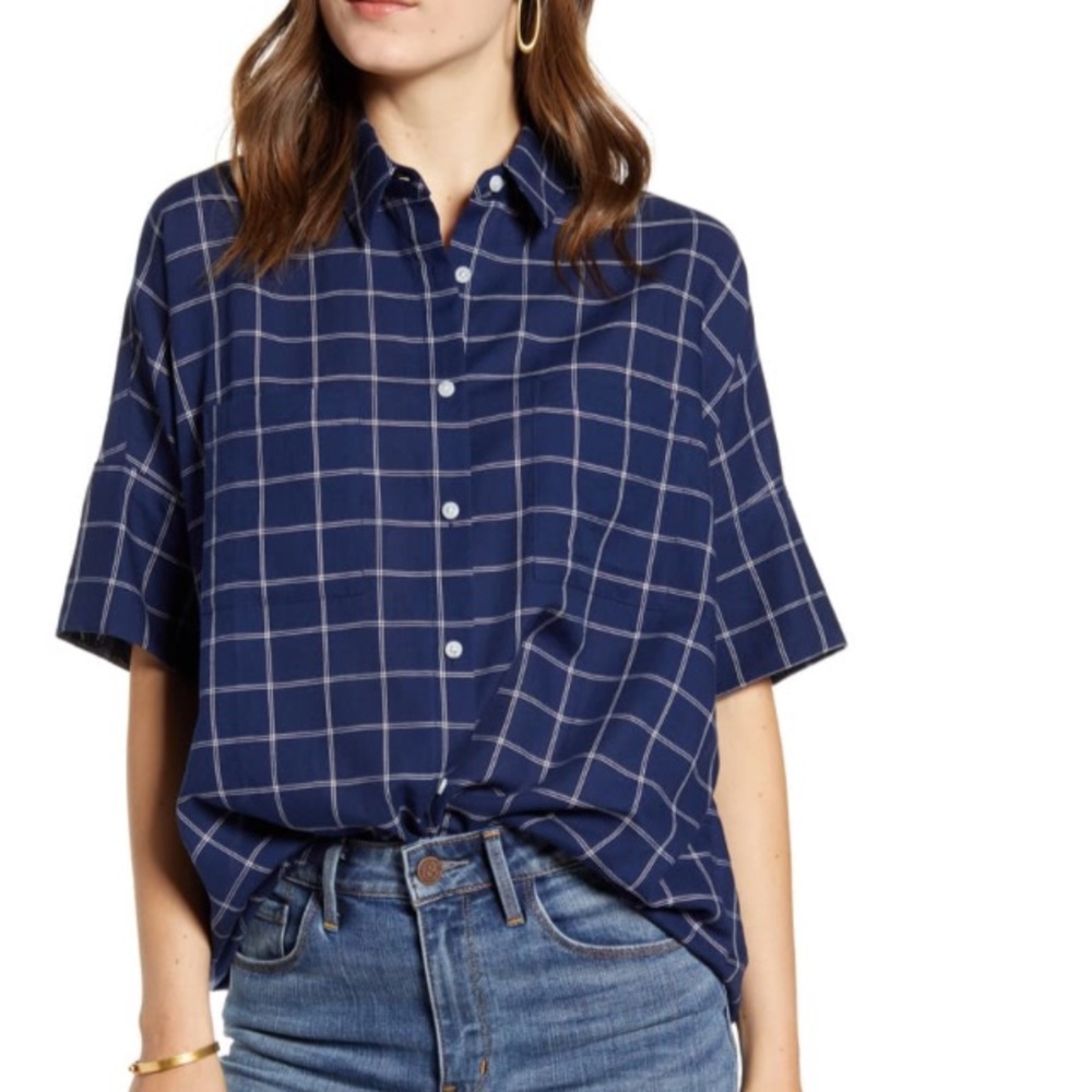 Madewell short sleeve plaid button down